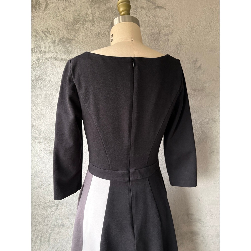 Boden Dress 6 Black Colorblock Fit Flare Mod Professional Office Retro Stretchy - Picture 7 of 13